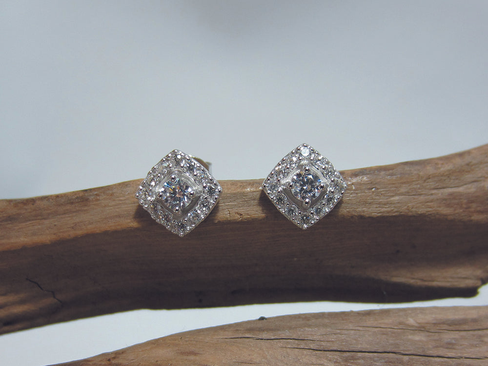sterling silver pave set cubic zirconia stud earrings 925 Canterbury