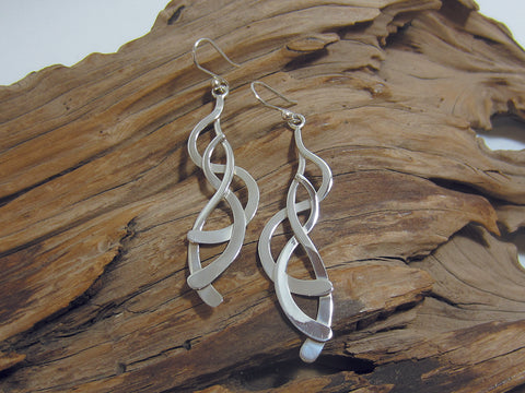 long sterling silver entwined drop earring measuring 65mm long. 925 Canterbury