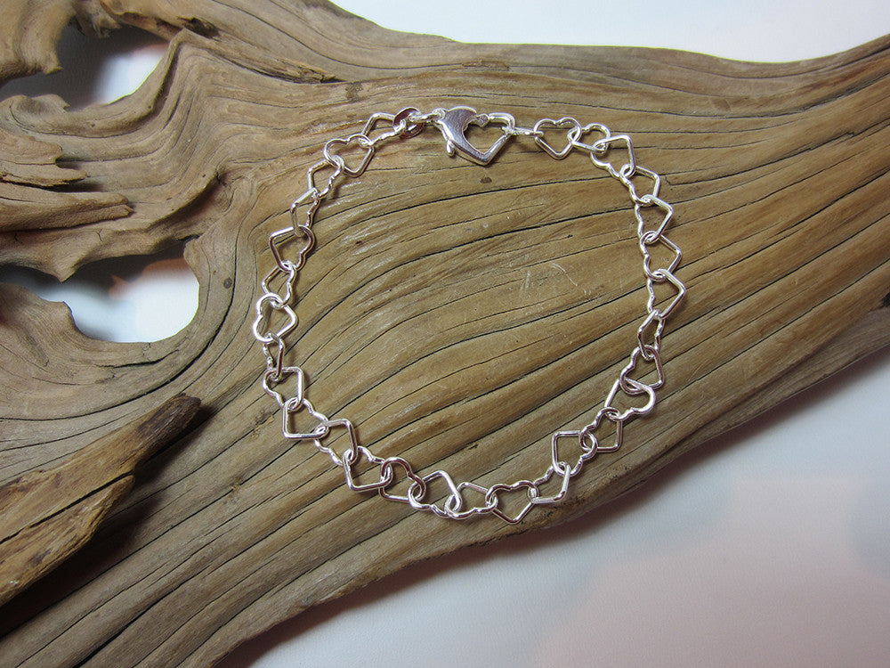 sterling silver heart link bracelet 925 Canterbury