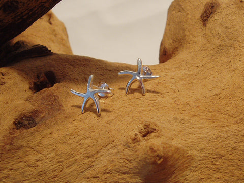 sterling silver starfish stud earrings