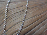 A nice sturdy, sterling silver chain which works well with heavier pendants, also works well if you're looking for a longer chain. It is 2.25mm wide. 925 Silver Canterbury