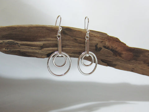 sterling silver concentric circle drop earrings 925 Canterbury
