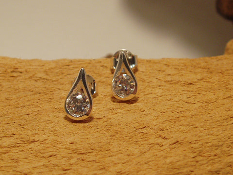 sterling silver cubic zirconia teardrop stud earrings sparkling 925 canterbury