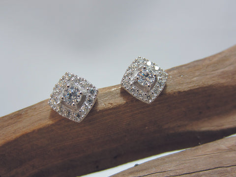 sterling silver pave set cubic zirconia stud earrings 925 Canterbury