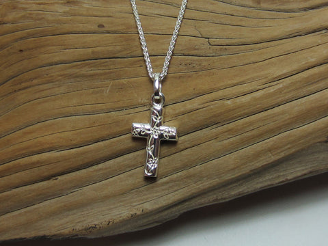 sterling silver engraved cross with flowers pendant 925 canterbury