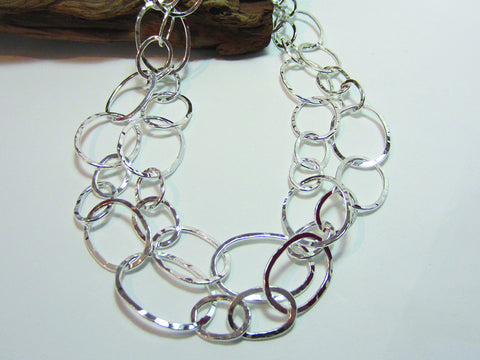 sterling silver hammered link necklace 925 Canterbury
