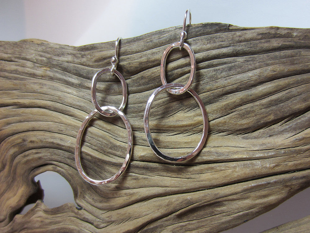 sterling silver hammered link drop earrings 925 Canterbury