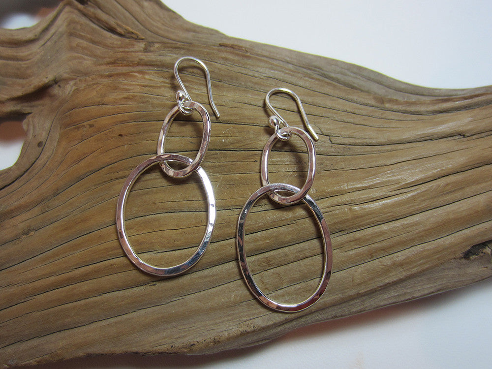 sterling silver hammered link drop earrings 925 Canterbury