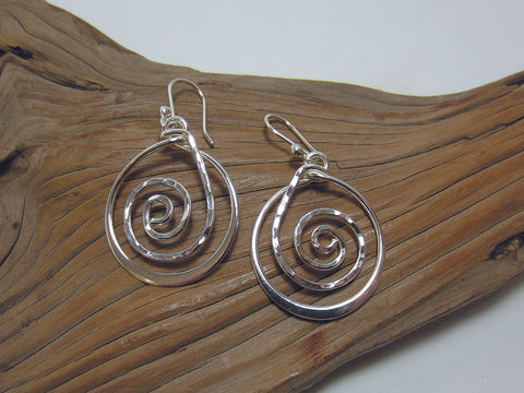 sterling silver hammered circle drops