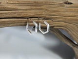 Attractive sterling silver hexagon hoops which measure 16mm across and have a butterfly back. 925 silver Canterbury