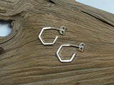 Attractive sterling silver hexagon hoops which measure 16mm across and have a butterfly back. 925 silver Canterbury