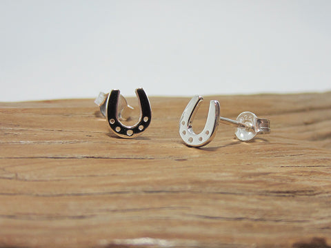 sterling silver horseshoe stud earrings 925 Canterbury