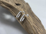 A squared, sterling silver  j-hoop with butterfly stud. They are 15mm high and 3mm wide. 925 silver Canterbury