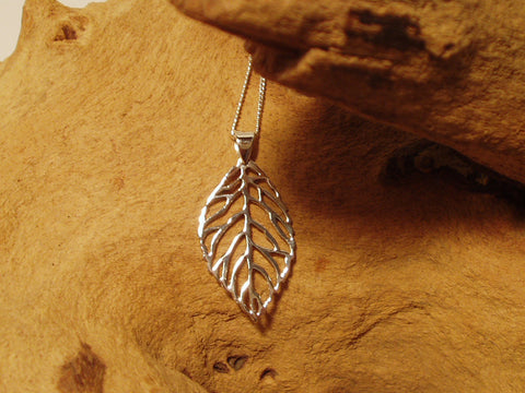 small leaf skeleton pendant