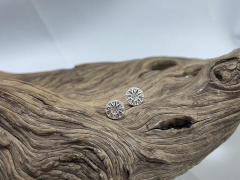 sterling silver starburst studs with cubic zirconia 925 Silver Canterbury