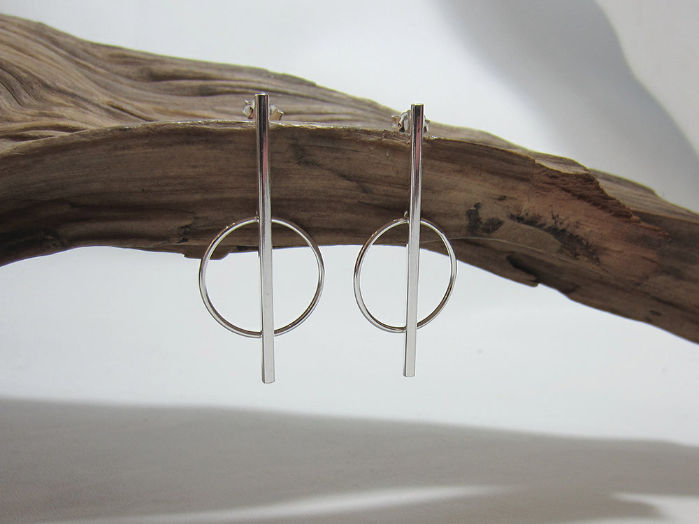 sterling silver stick and circle drops 925 Canterbury