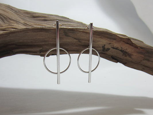 sterling silver stick and circle drops 925 Canterbury